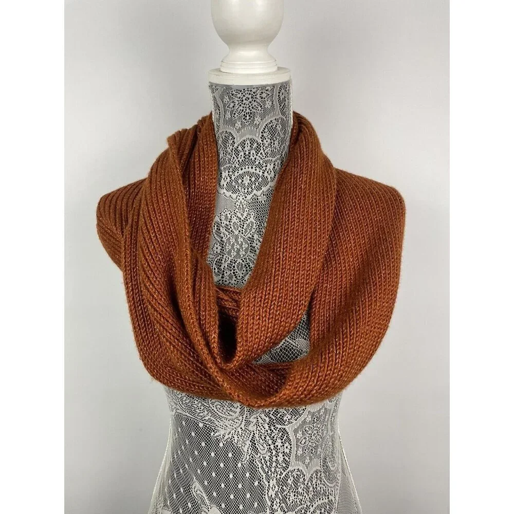Echo‎ Rust Red Metallic Modal Blend Knit Infinity Scarf